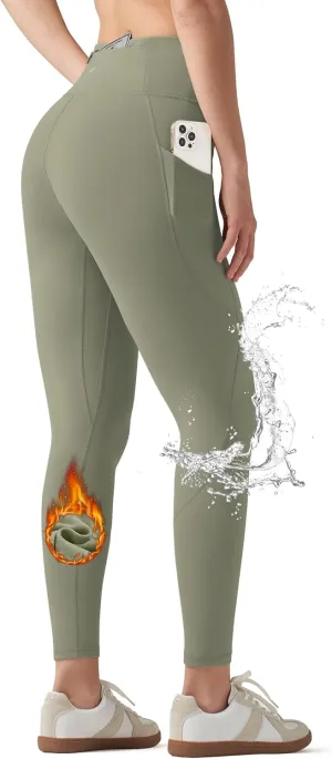 Willit Women's Fleece Lined Leggings Water Resistant Winter Pants Thermal High Waisted Yoga Hiking Running Tights Pockets