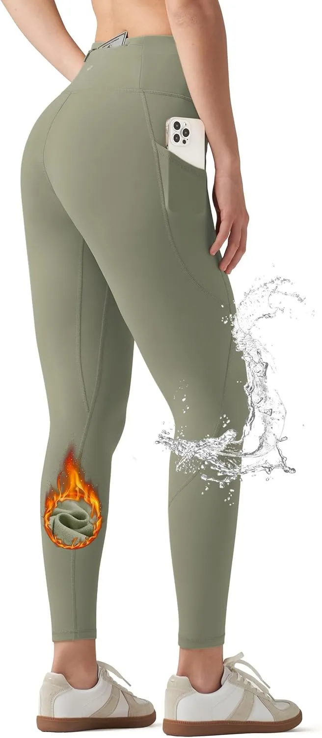 Willit Women's Fleece Lined Leggings Water Resistant Winter Pants Thermal High Waisted Yoga Hiking Running Tights Pockets