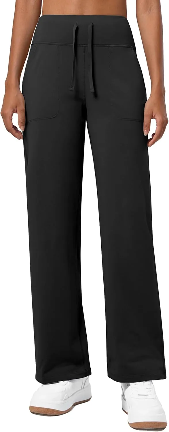 Willit Women's Fleece Lined Wide Leg Thermal Yoga Winter Pants with Pockets High Waist Comyf Casual Lounge Pants