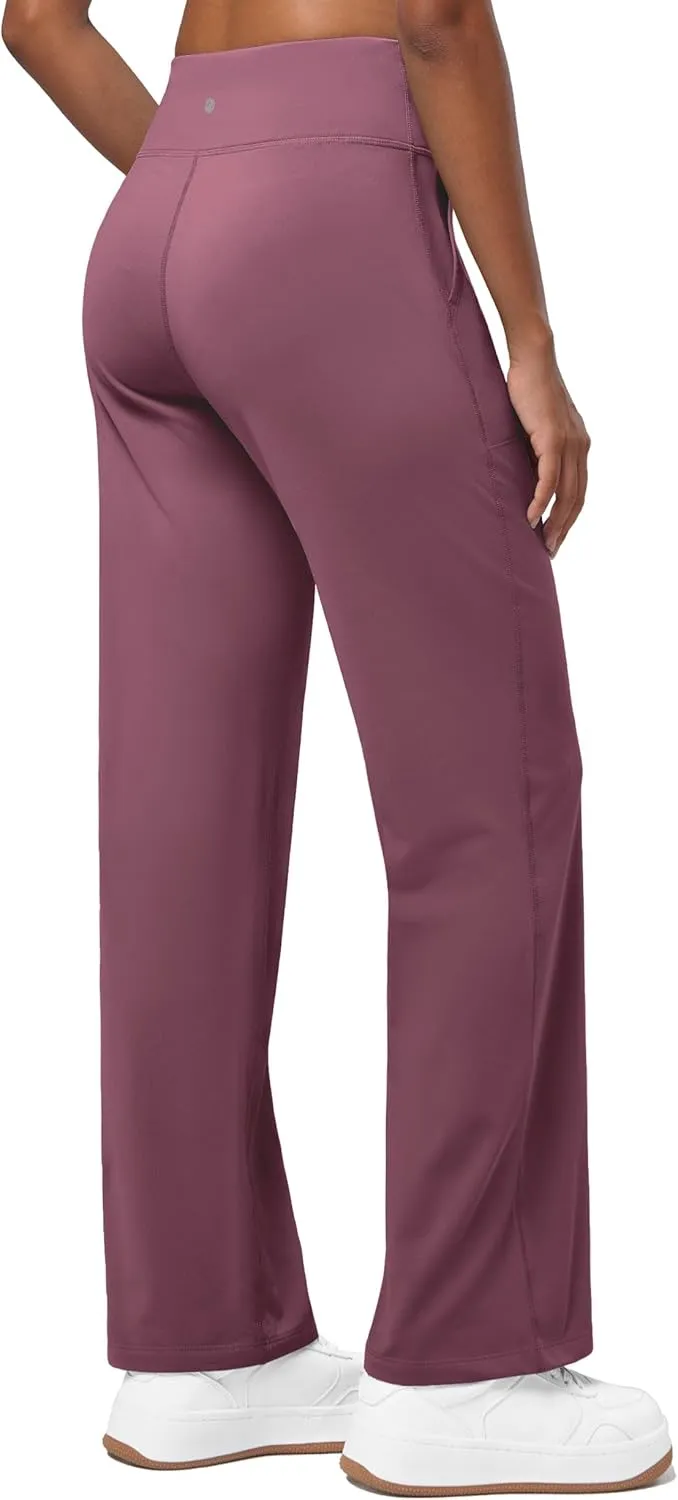 Willit Women's Fleece Lined Wide Leg Thermal Yoga Winter Pants with Pockets High Waist Comyf Casual Lounge Pants