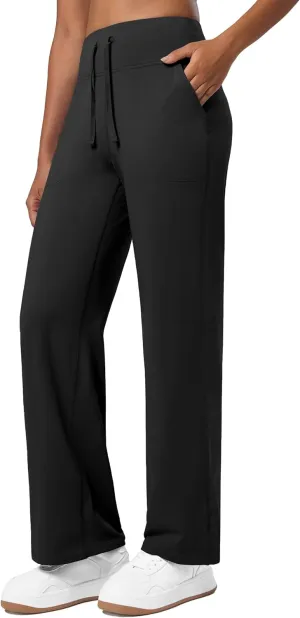 Willit Women's Fleece Lined Wide Leg Thermal Yoga Winter Pants with Pockets High Waist Comyf Casual Lounge Pants