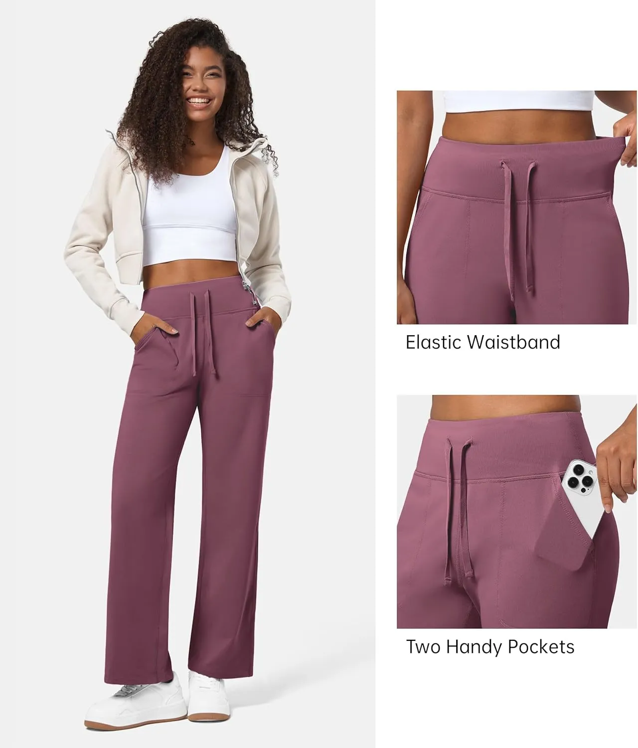 Willit Women's Fleece Lined Wide Leg Thermal Yoga Winter Pants with Pockets High Waist Comyf Casual Lounge Pants
