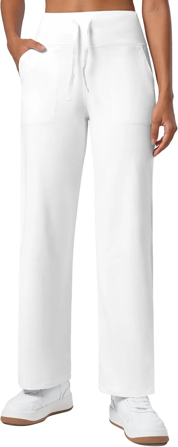 Willit Women's Fleece Lined Wide Leg Thermal Yoga Winter Pants with Pockets High Waist Comyf Casual Lounge Pants