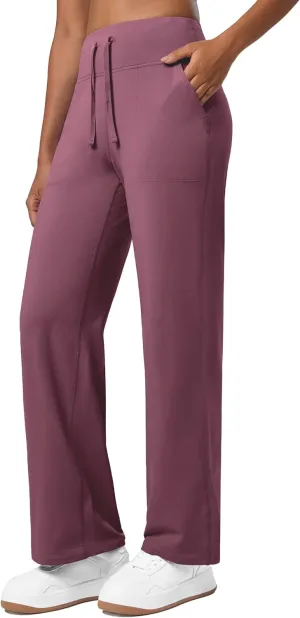 Willit Women's Fleece Lined Wide Leg Thermal Yoga Winter Pants with Pockets High Waist Comyf Casual Lounge Pants