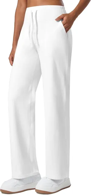 Willit Women's Fleece Lined Wide Leg Thermal Yoga Winter Pants with Pockets High Waist Comyf Casual Lounge Pants