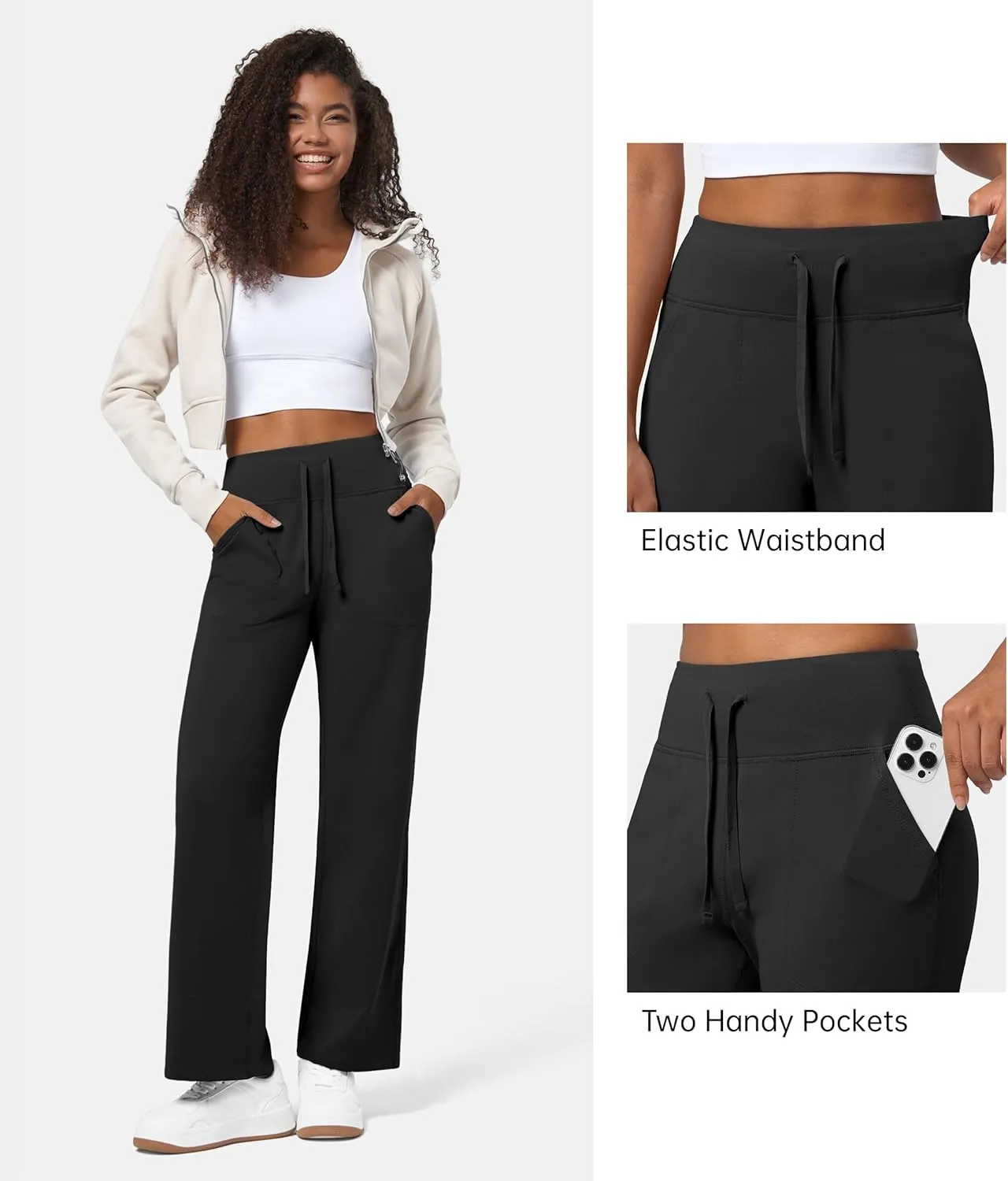 Willit Women's Fleece Lined Wide Leg Thermal Yoga Winter Pants with Pockets High Waist Comyf Casual Lounge Pants