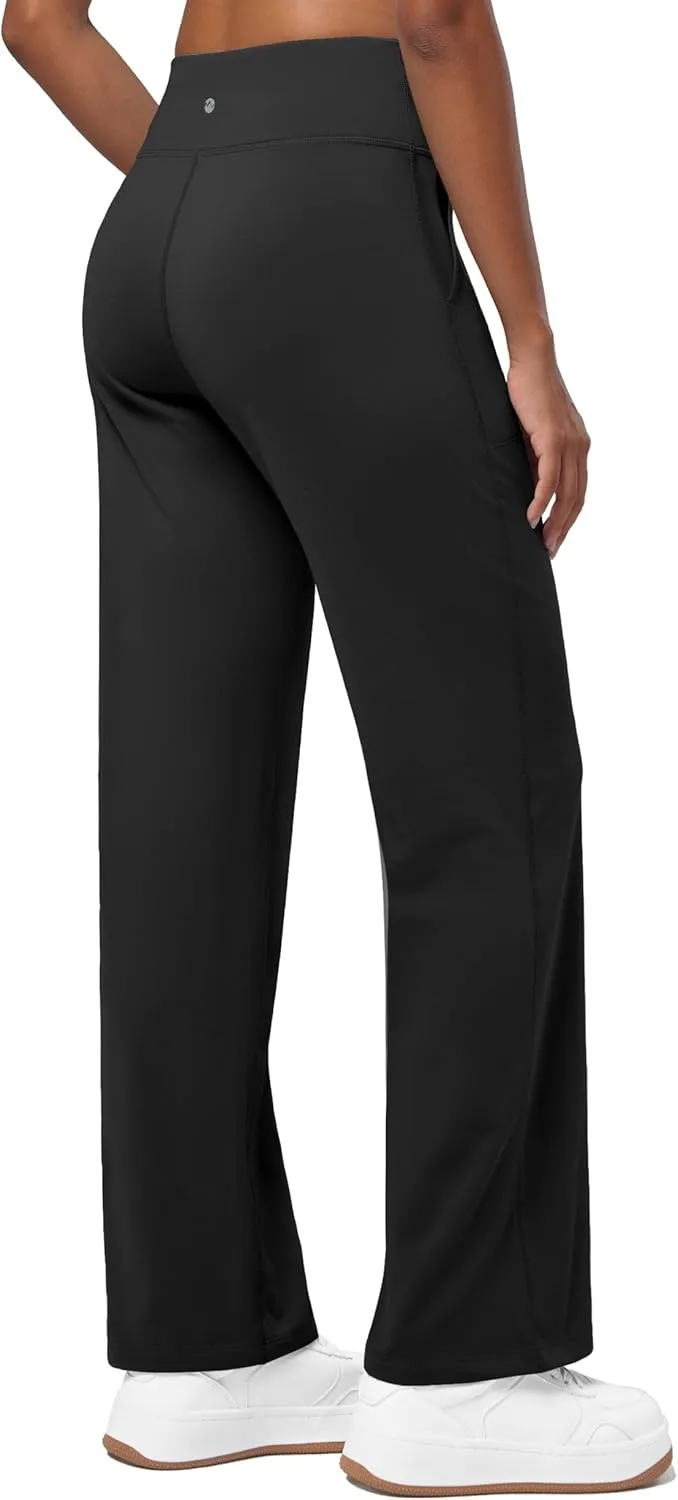 Willit Women's Fleece Lined Wide Leg Thermal Yoga Winter Pants with Pockets High Waist Comyf Casual Lounge Pants