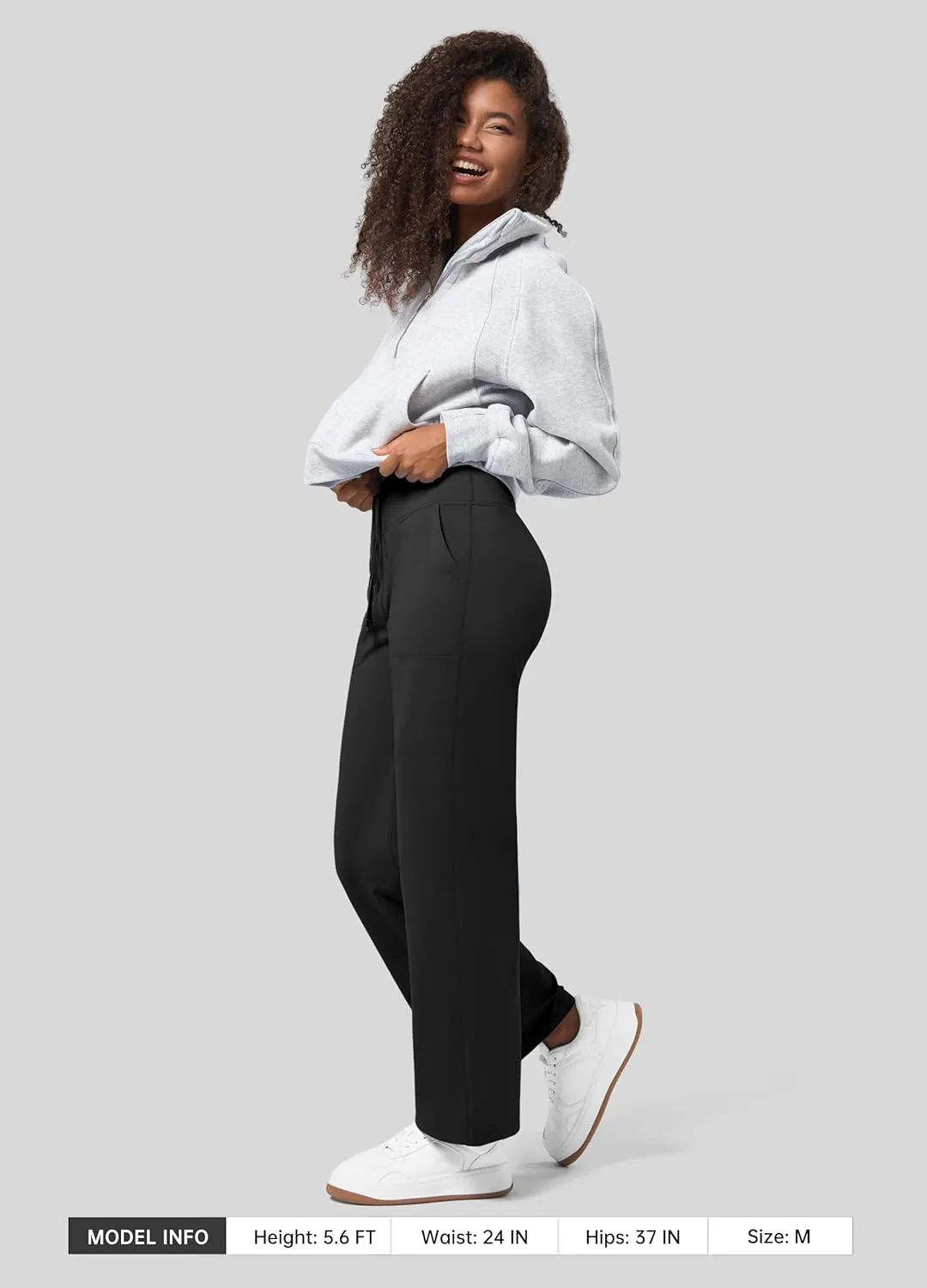 Willit Women's Fleece Lined Wide Leg Thermal Yoga Winter Pants with Pockets High Waist Comyf Casual Lounge Pants