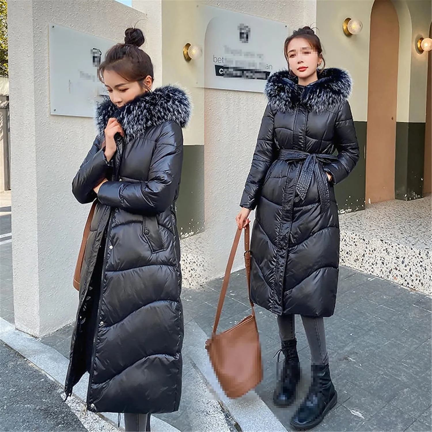 Winter Cotton Padded Clothes Women Elegant Middle And Long Shape Slim Thickened Over Knee Fashion Coat