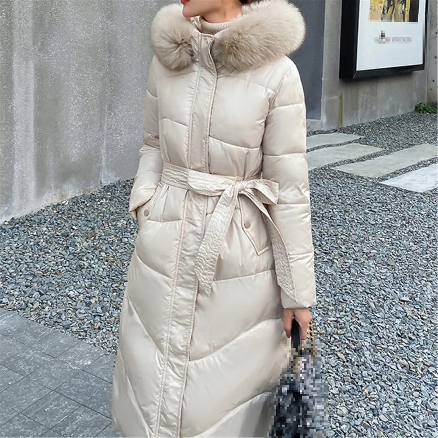 Winter Cotton Padded Clothes Women Elegant Middle And Long Shape Slim Thickened Over Knee Fashion Coat