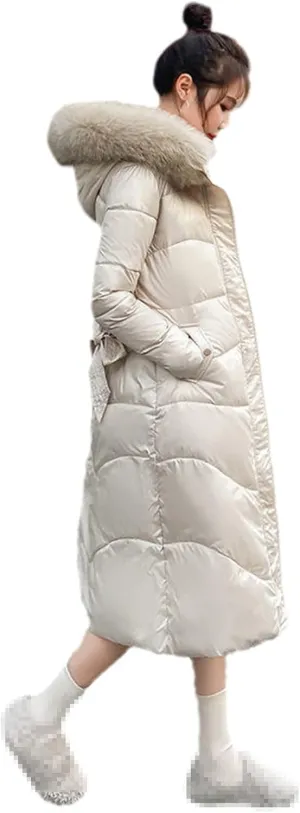 Winter Cotton Padded Clothes Women Elegant Middle And Long Shape Slim Thickened Over Knee Fashion Coat