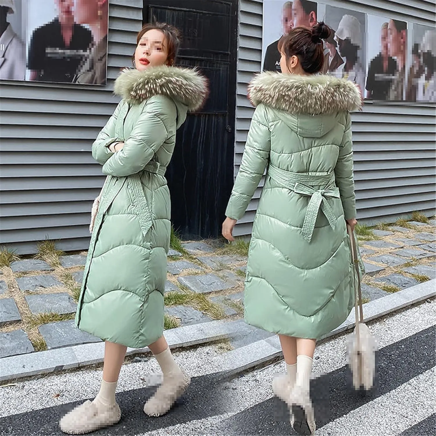Winter Cotton Padded Clothes Women Elegant Middle And Long Shape Slim Thickened Over Knee Fashion Coat