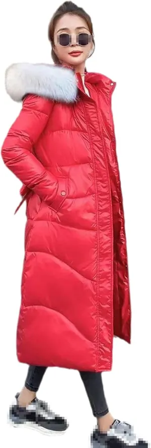 Winter Cotton Padded Clothes Women Elegant Middle And Long Shape Slim Thickened Over Knee Fashion Coat