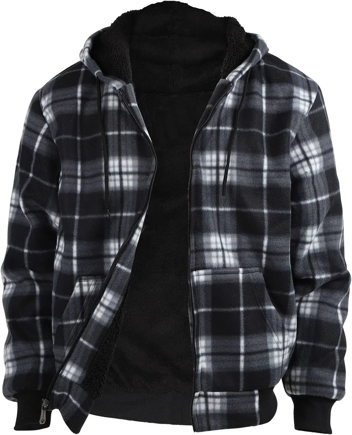 Winter Heavy Warm Sherpa Lined Fleece Plaid Flannel Jacket Men Plus Size S-5XL Big&Tall Mens Coat