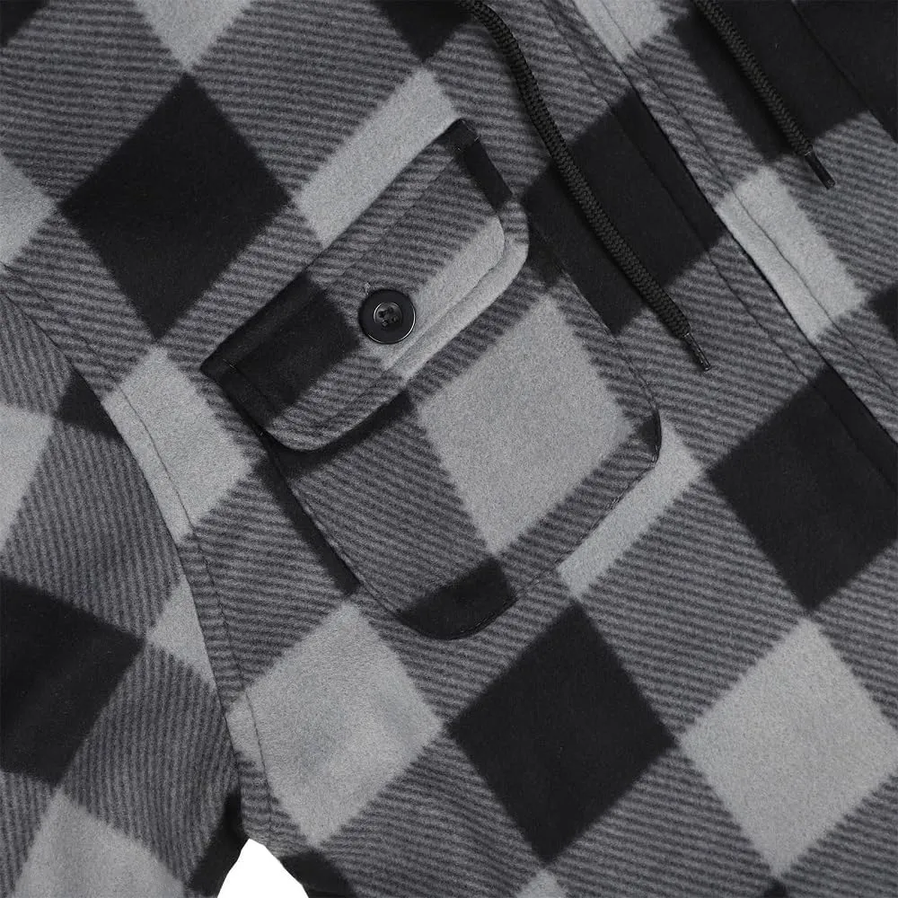 Winter Heavy Warm Sherpa Lined Fleece Plaid Flannel Jacket Men Plus Size S-5XL Big&Tall Mens Coat