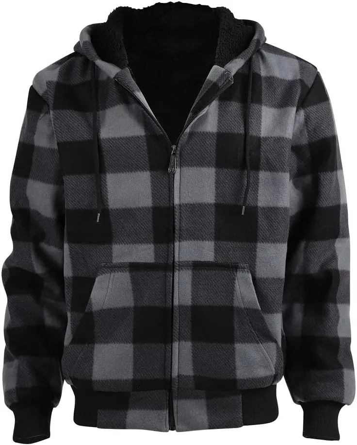 Winter Heavy Warm Sherpa Lined Fleece Plaid Flannel Jacket Men Plus Size S-5XL Big&Tall Mens Coat