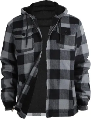 Winter Heavy Warm Sherpa Lined Fleece Plaid Flannel Jacket Men Plus Size S-5XL Big&Tall Mens Coat