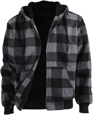 Winter Heavy Warm Sherpa Lined Fleece Plaid Flannel Jacket Men Plus Size S-5XL Big&Tall Mens Coat