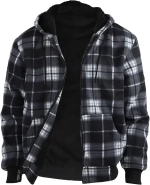Winter Heavy Warm Sherpa Lined Fleece Plaid Flannel Jacket Men Plus Size S-5XL Big&Tall Mens Coat