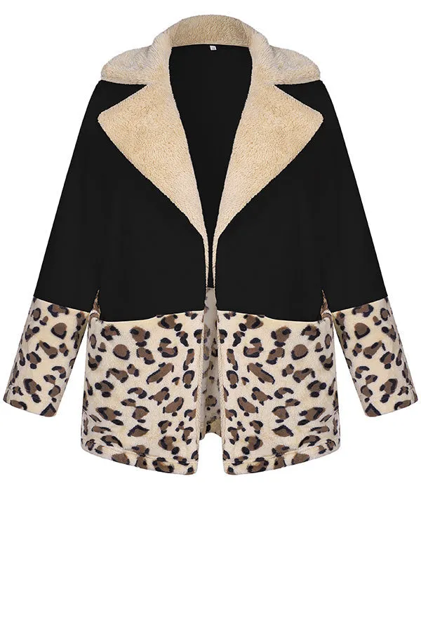 Winter Wonderland Pocket Leopard Plush Coat