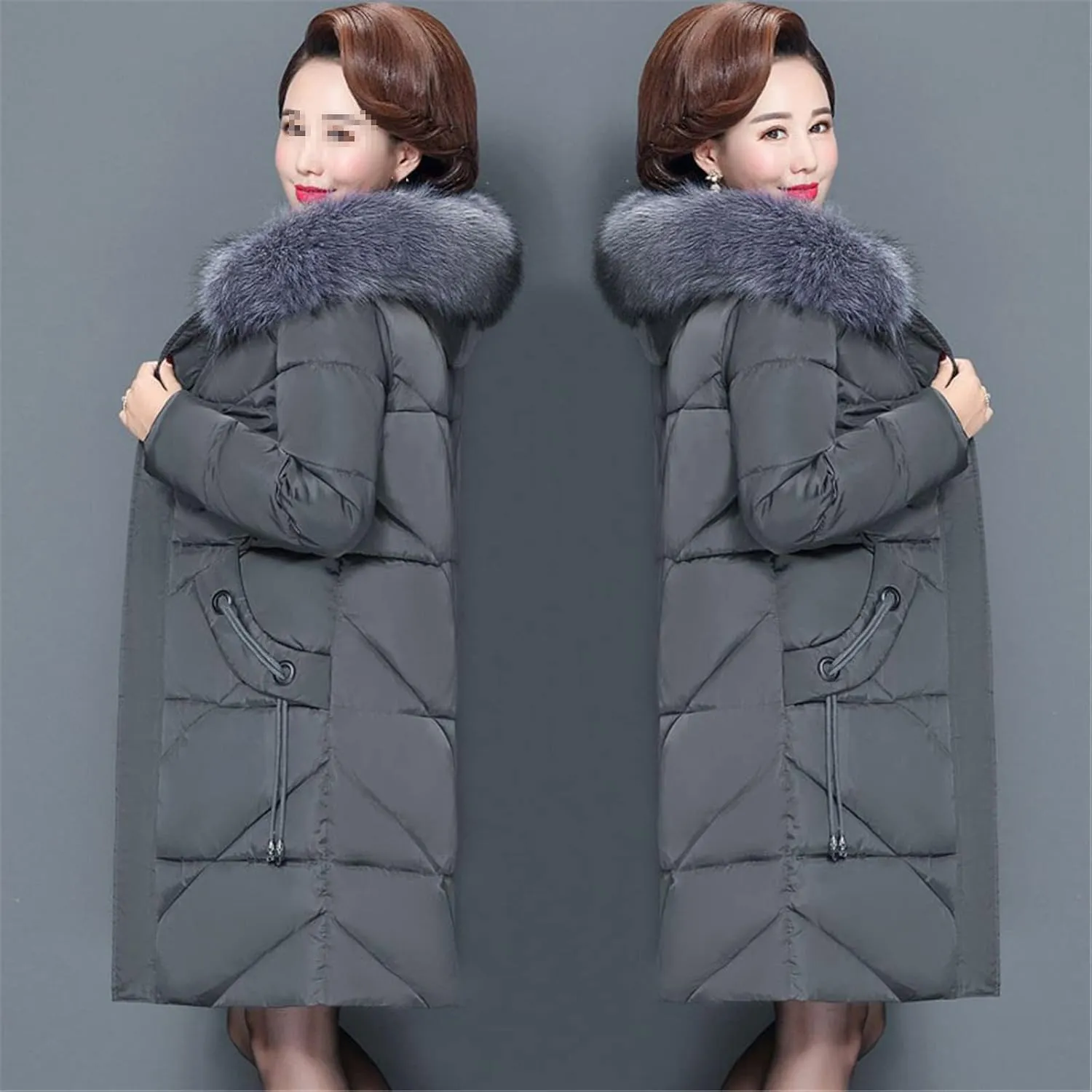 Women Colorful Fur Collar Long Winter Jacket Hooded Down Cotton Coat Thick Warm Jacket Cotton Padded Wadded Parkas
