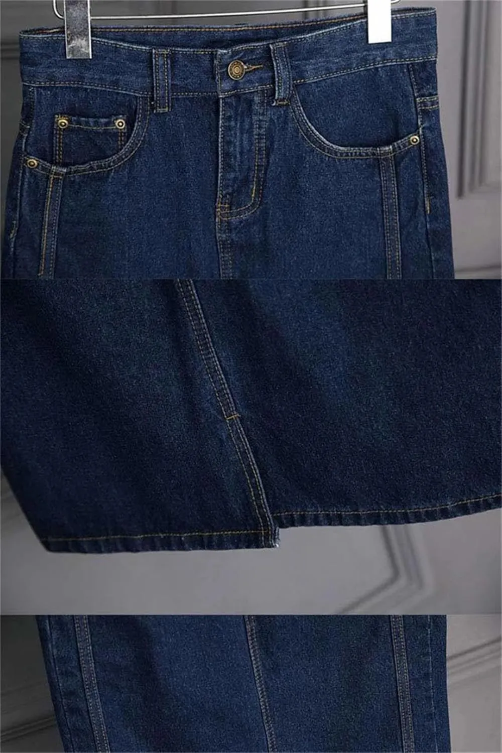 Women Jean Skirt High-Waisted Straight Skirts Slim Elegant Denim Bag Hip Skirts