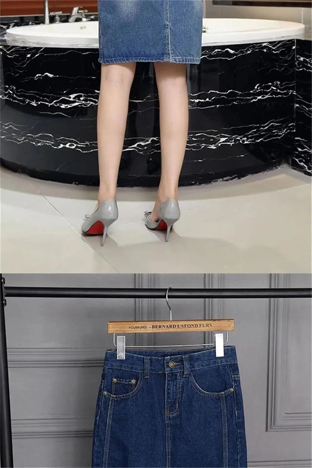 Women Jean Skirt High-Waisted Straight Skirts Slim Elegant Denim Bag Hip Skirts