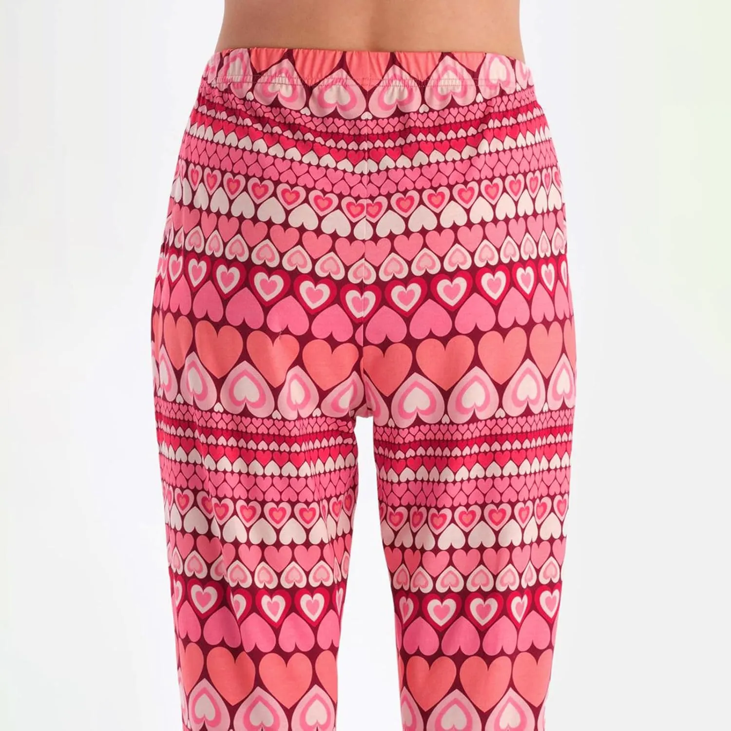 Women Valentine's Day Pajamas Lounge Set Heart Print Long Sleeve Tops and Pants 2 Piece Loungewear Outfits