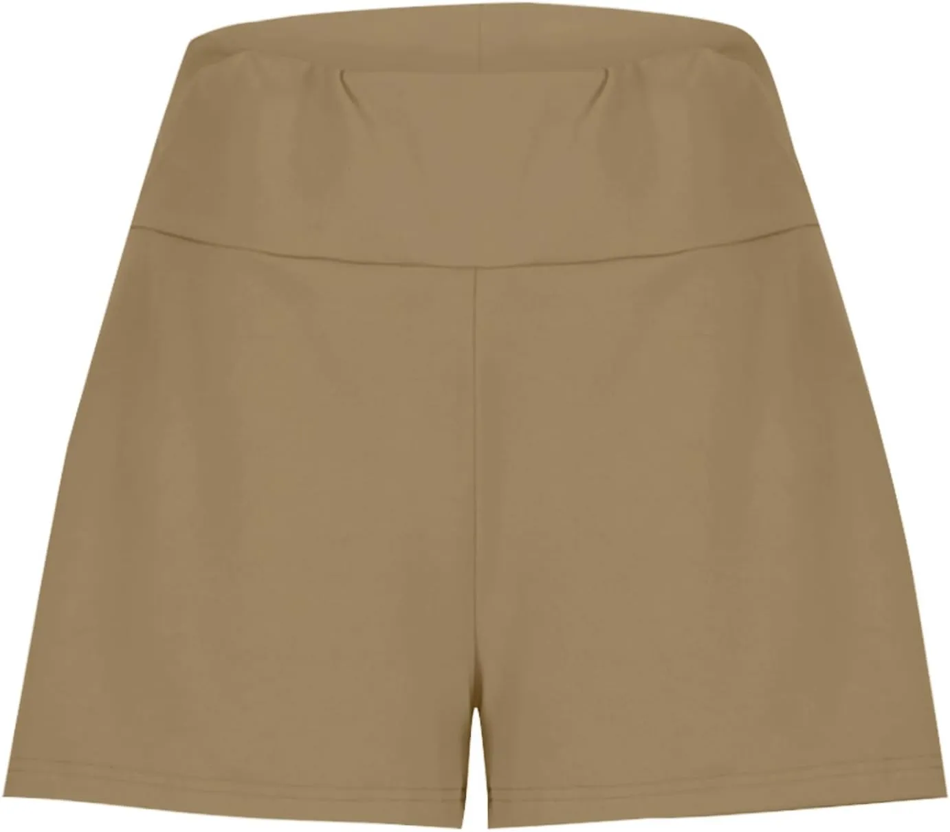 Women's 2 in 1 Lined Trendy Short Solid Color High Waisted Pant Loose Fit Stretch Trouser Elastic Comfy Shorts