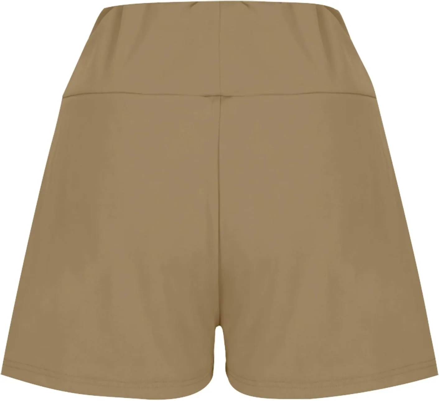 Women's 2 in 1 Lined Trendy Short Solid Color High Waisted Pant Loose Fit Stretch Trouser Elastic Comfy Shorts