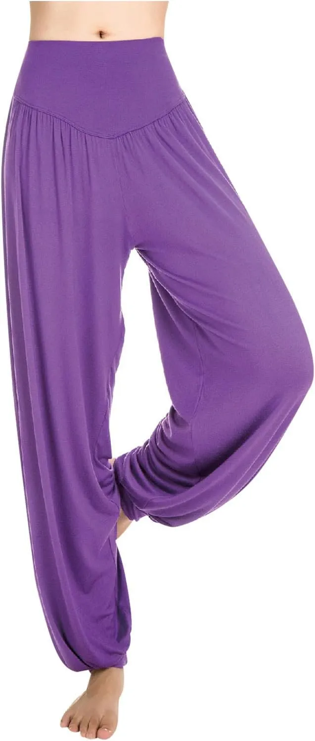 Womens 2024 High Waist Harem Pants Lightweight Casual Yoga Trousers Summer Pleated Workout Leggings Lounge Pants