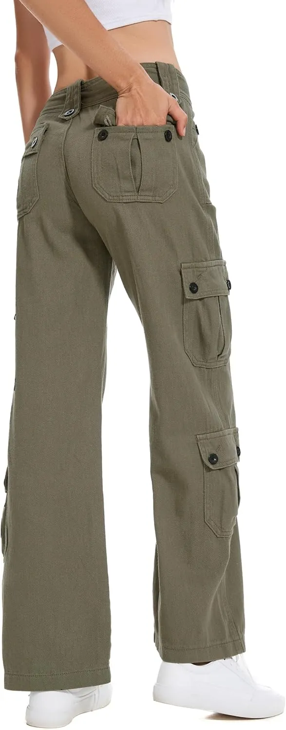 Womens Baggy Cargo Jeans Vintage Low Waist Y2K Outfits Straight Leg Distress Denim Pants