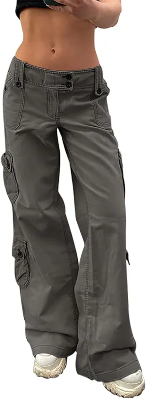 Womens Baggy Cargo Jeans Vintage Low Waist Y2K Outfits Straight Leg Distress Denim Pants