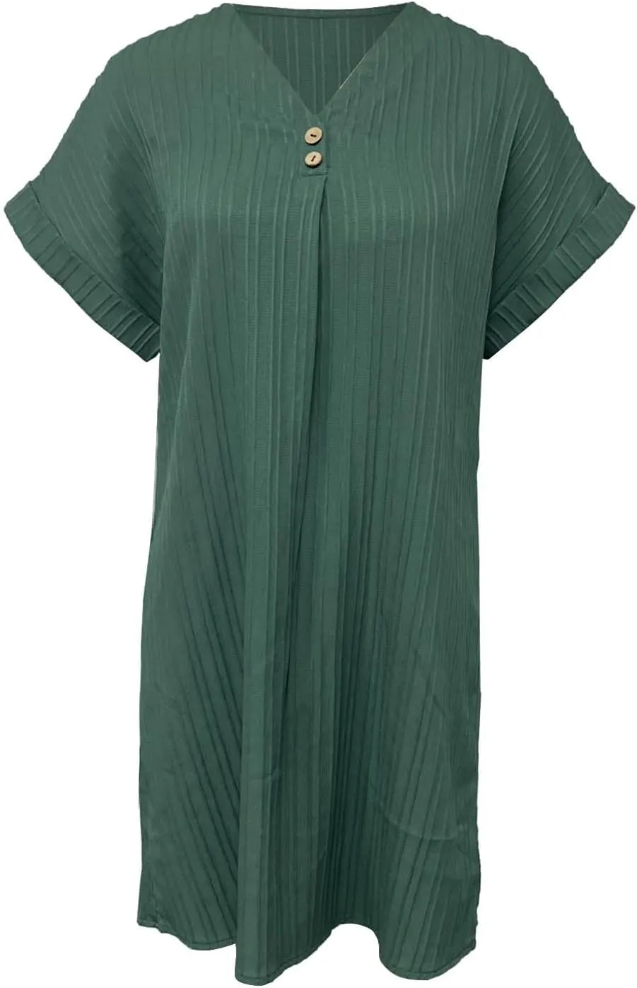Womens Button Down Shirt Dress Summer Cotton Linen Dress V-Neck Mini Dress Casual Short Sleeve Loose Tunic Dresses