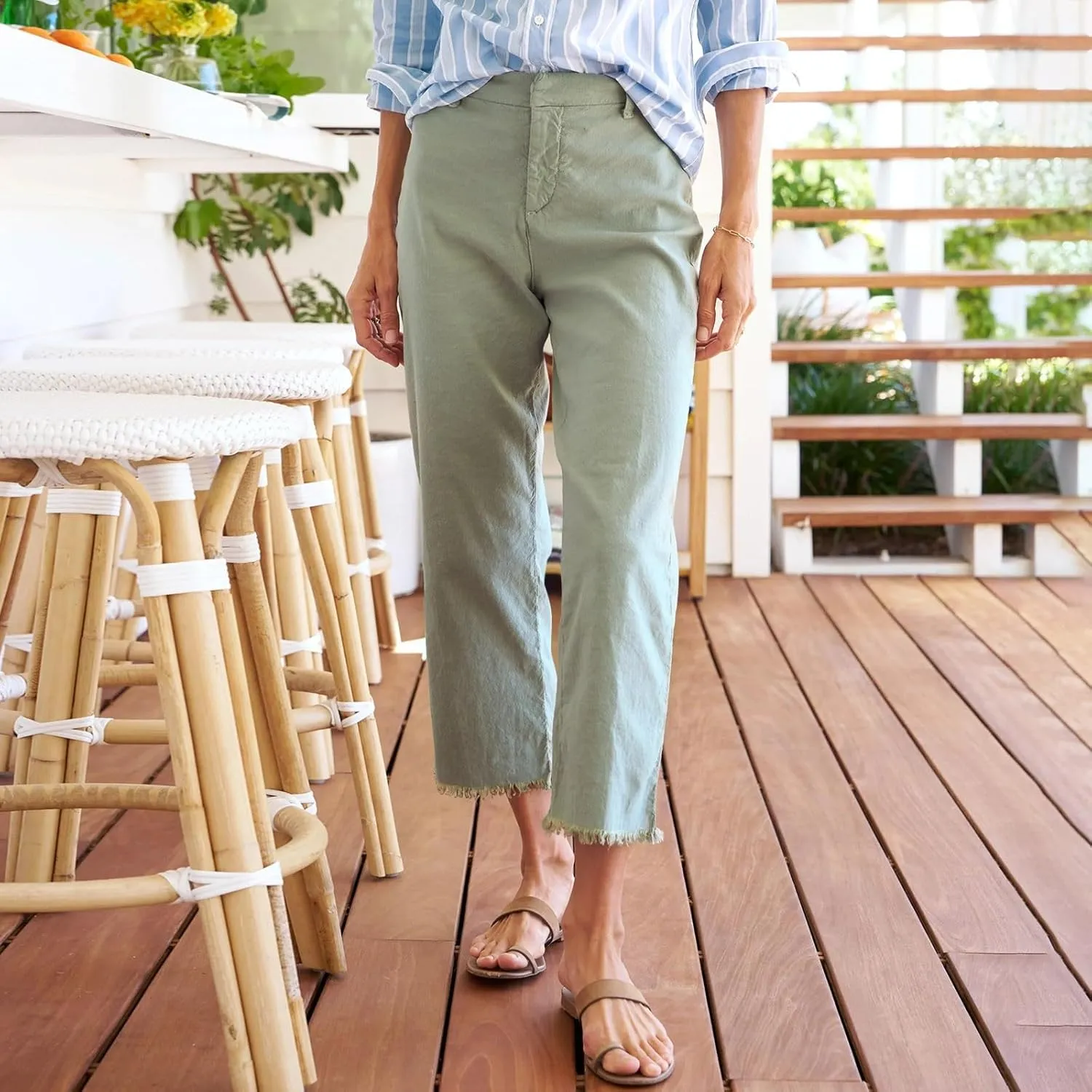 Womens Cargo Pants, Plaid Peasant Pants Linen Casual Straight Leg 2025 Loose