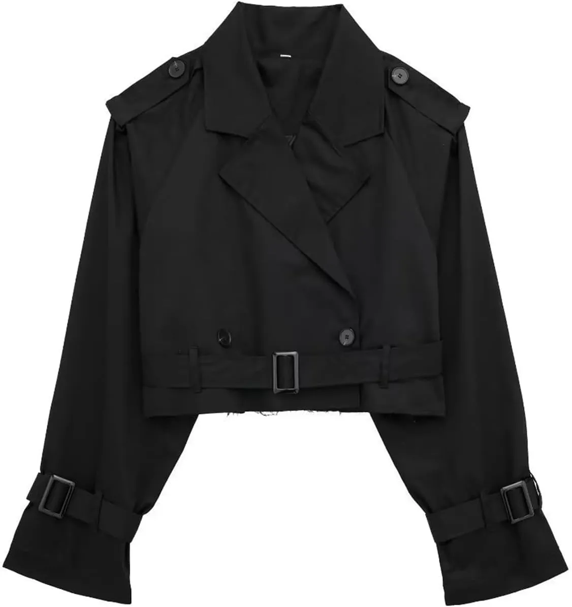 Women's Casual Multicolour Cropped Trench Fashion Coat Lapel Jacket Outwear With Belt