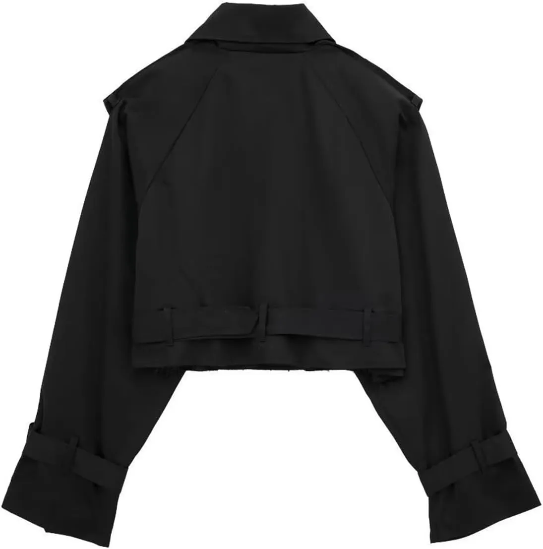 Women's Casual Multicolour Cropped Trench Fashion Coat Lapel Jacket Outwear With Belt