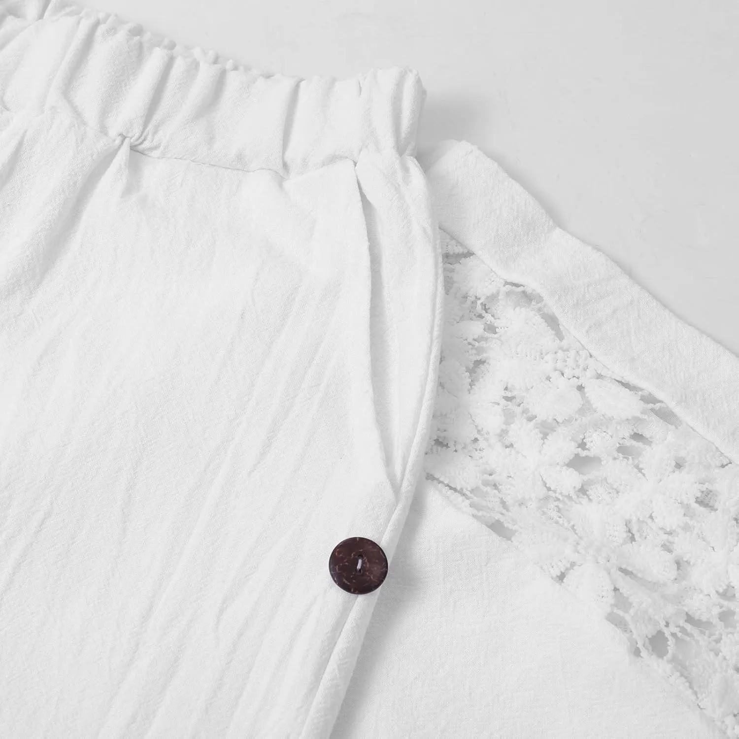 Womens Cotton Linen Pants Casual Summer Wide Leg Elastic High Waist Lounge Pants Plus Size Beach Lightweight Trousers