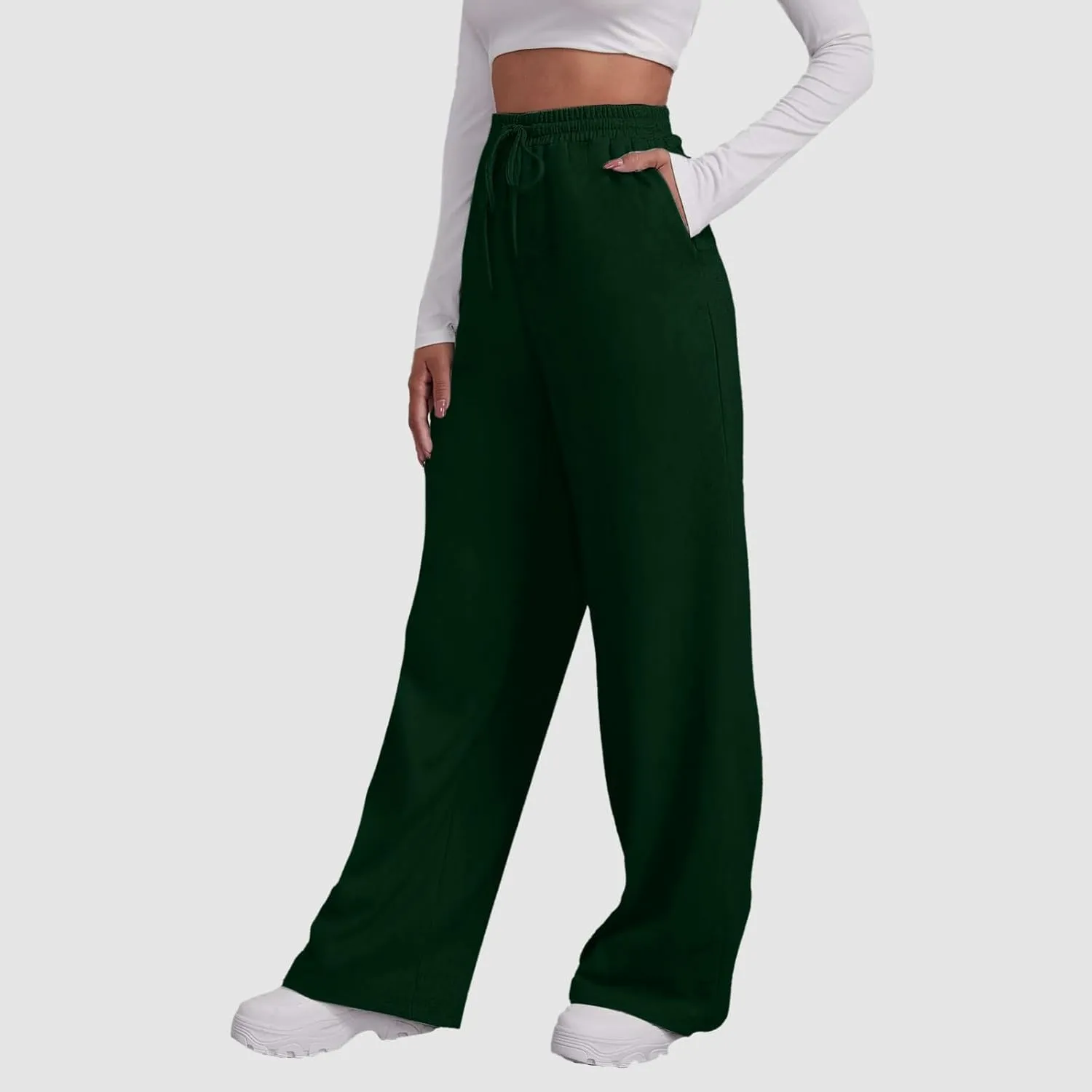 Womens Cotton Linen Summer Drawstring Pants Low Waist Wide Leg Plus Size Palazzo Lounge Pants Travel
