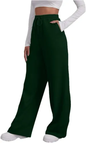 Womens Cotton Linen Summer Drawstring Pants Low Waist Wide Leg Plus Size Palazzo Lounge Pants Travel