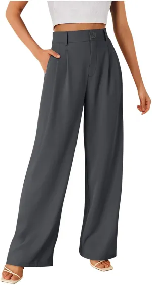 Women's Cotton Linen Summer Loose Flowy Pants Elastic Waist Lounge Pants Slim-Fit Pant Trousers Business Work