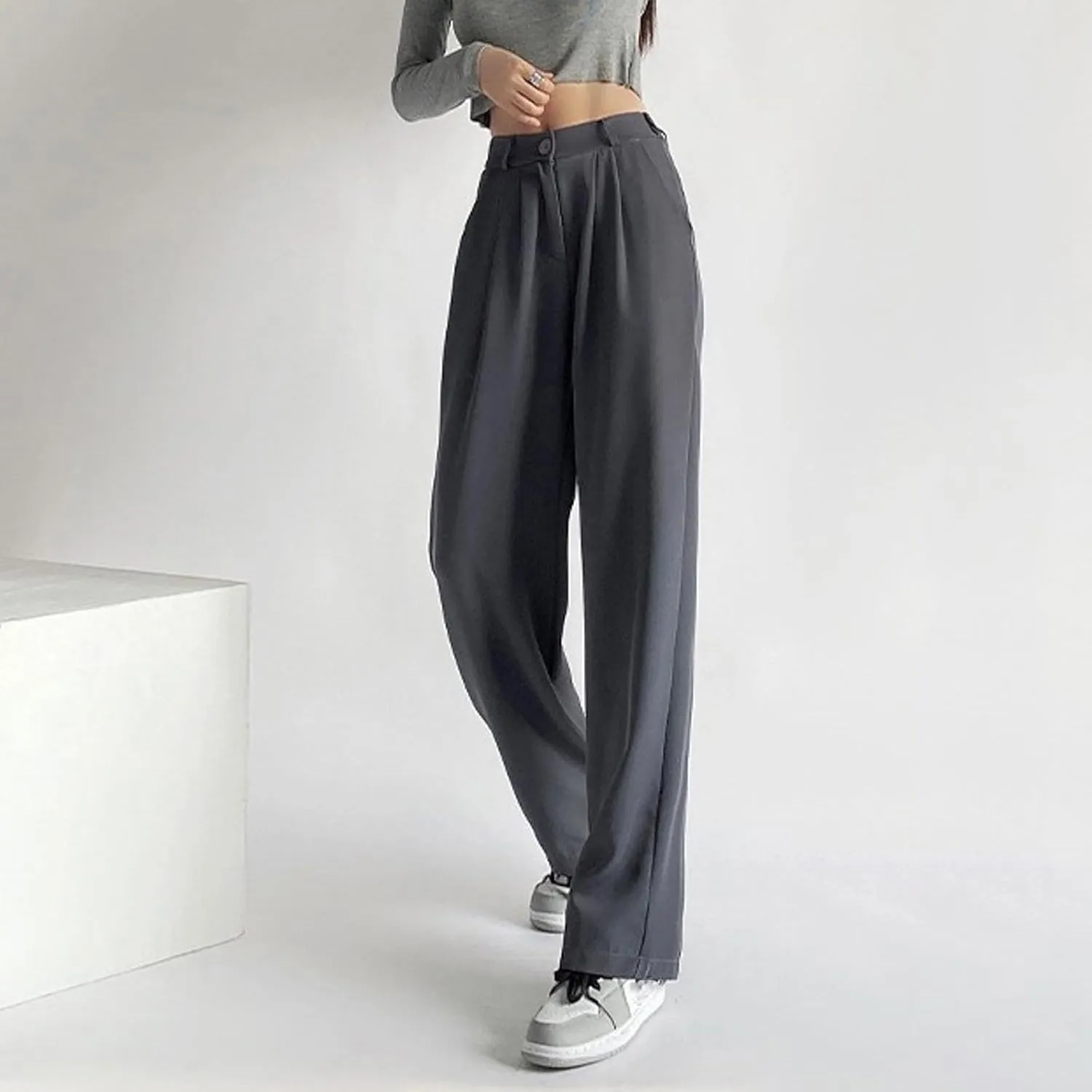 Women's Cotton Linen Summer Loose Flowy Pants Elastic Waist Lounge Pants Slim-Fit Pant Trousers Business Work