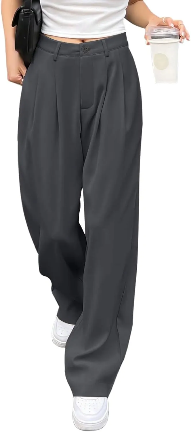 Women's Cotton Linen Summer Loose Flowy Pants Elastic Waist Lounge Pants Slim-Fit Pant Trousers Business Work