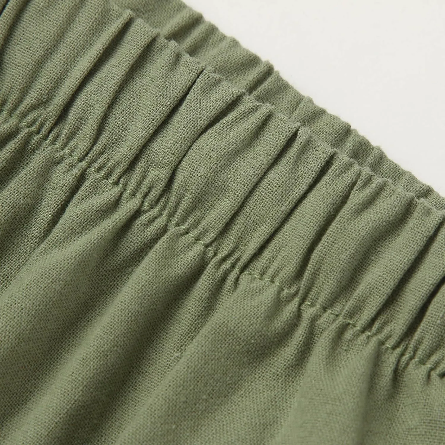 Women's Elastic Beach Linen Blend Linen Capris High Waisted Summer Elastic Waist Loose Fitting with Pockets Casual