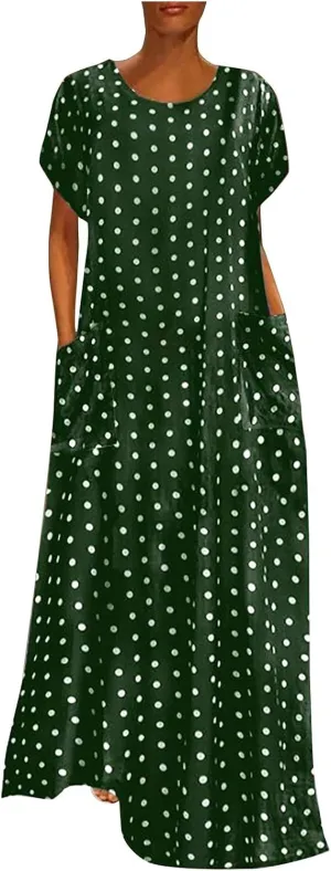 Women's Midi Long Dress Plus Size Summer Sleeveless O Neck Casual Loose Tunic Dresses Vintage Graphic Print Sundress