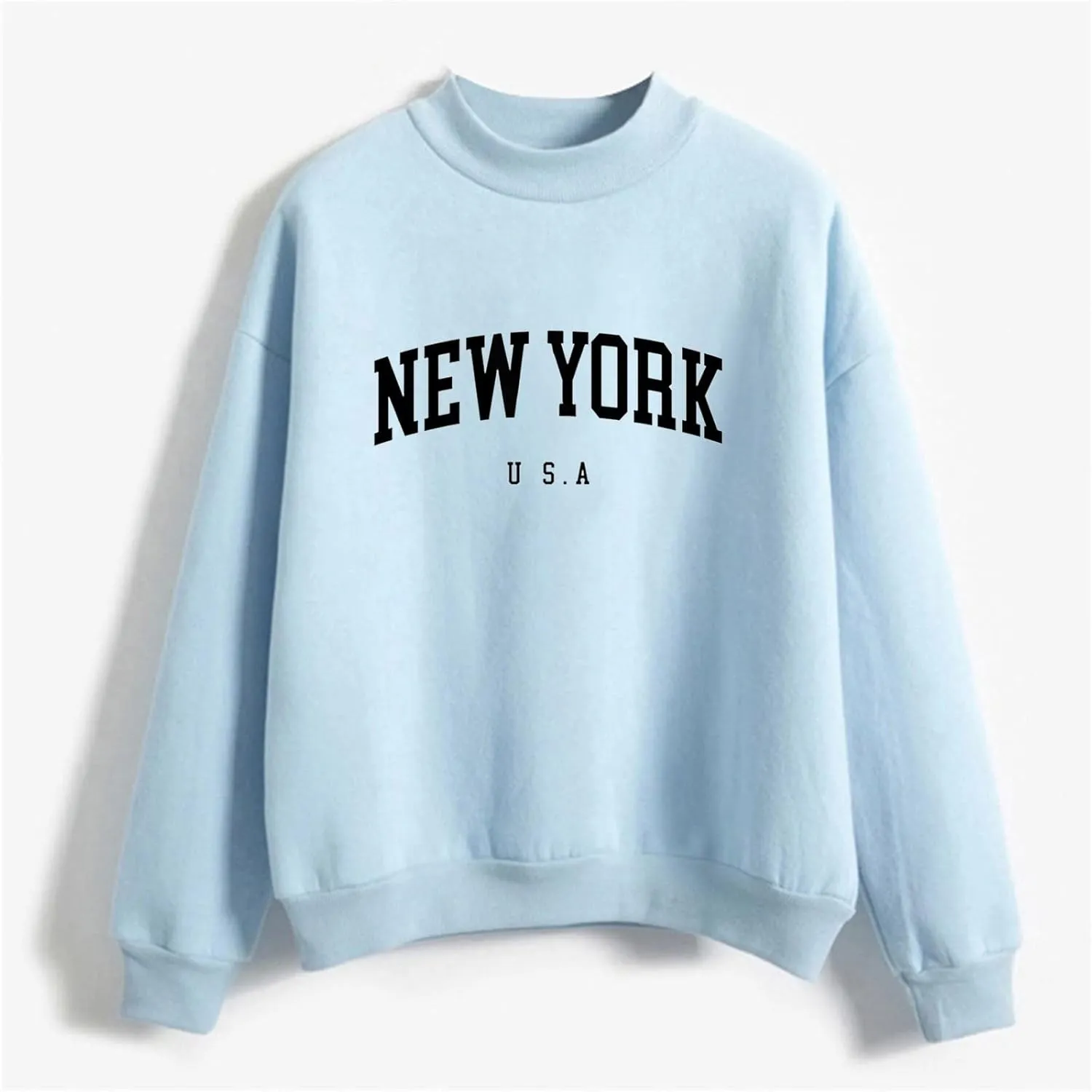 Womens New York Sweatshirt Round Neck Letter Graphic Cute Sweatshirt Oversized Casual Hoodie Teen Girls Fall Y2K Clothes