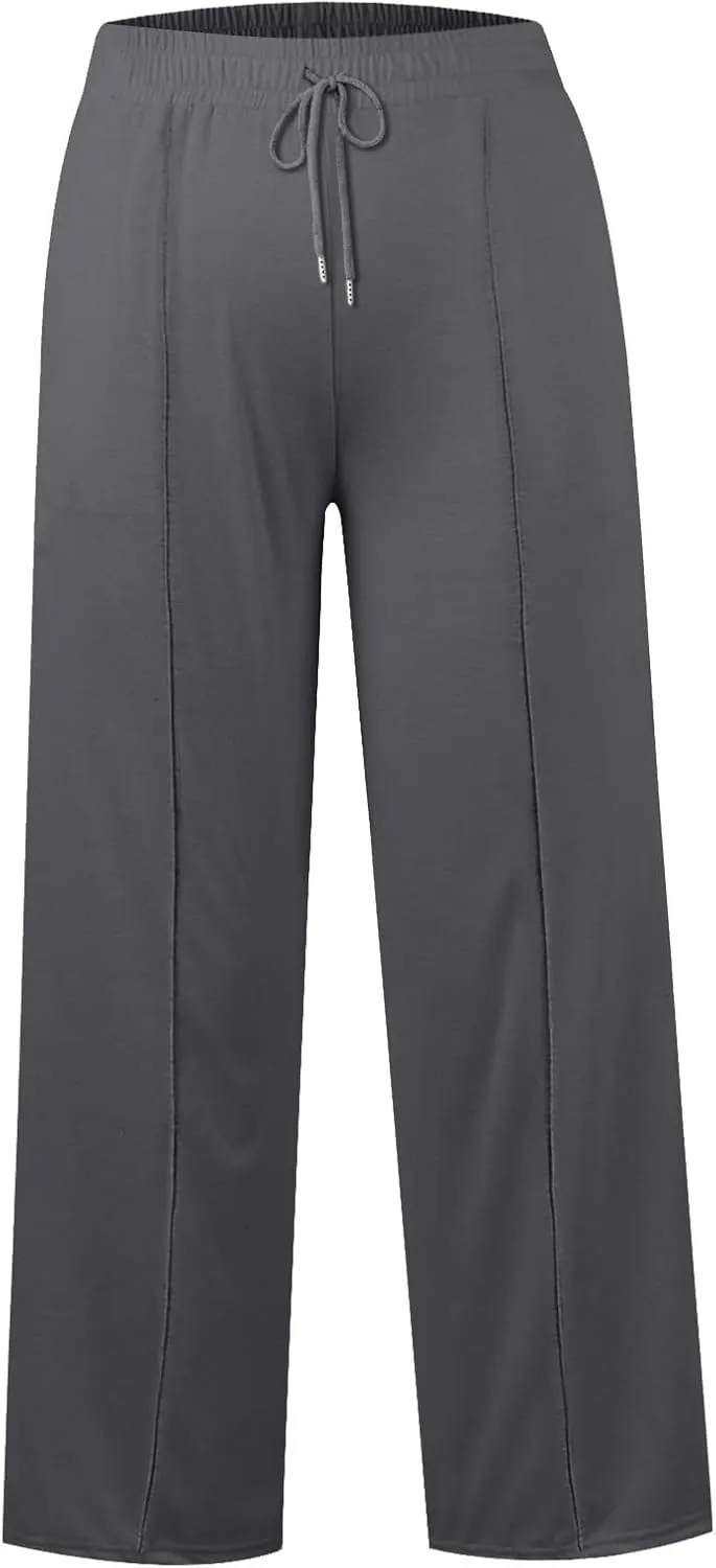 Women's Pants, Linen Pants Summer High Waisted Straight Leg Wide Lightweight Loose