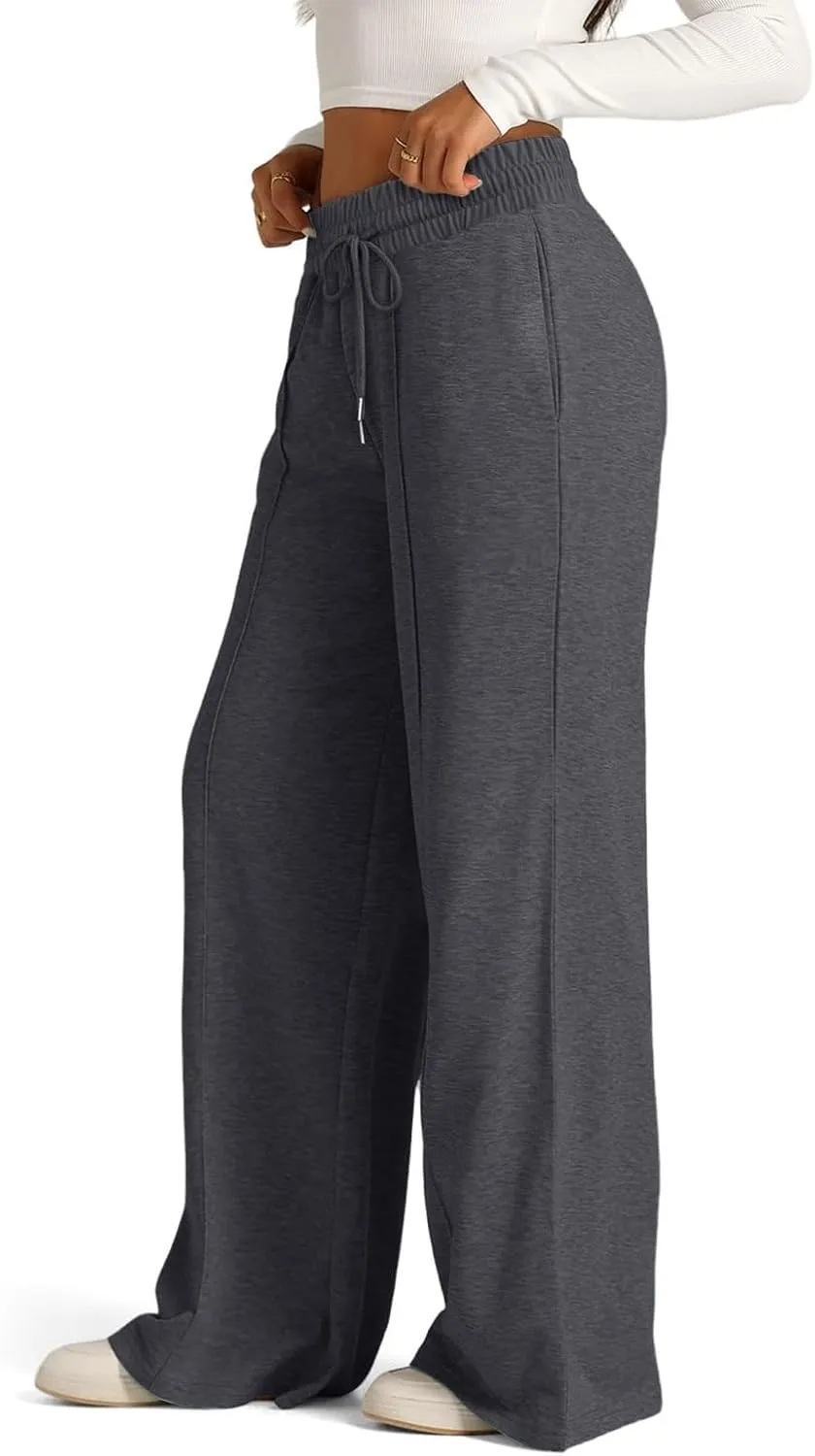 Women's Pants, Linen Pants Summer High Waisted Straight Leg Wide Lightweight Loose