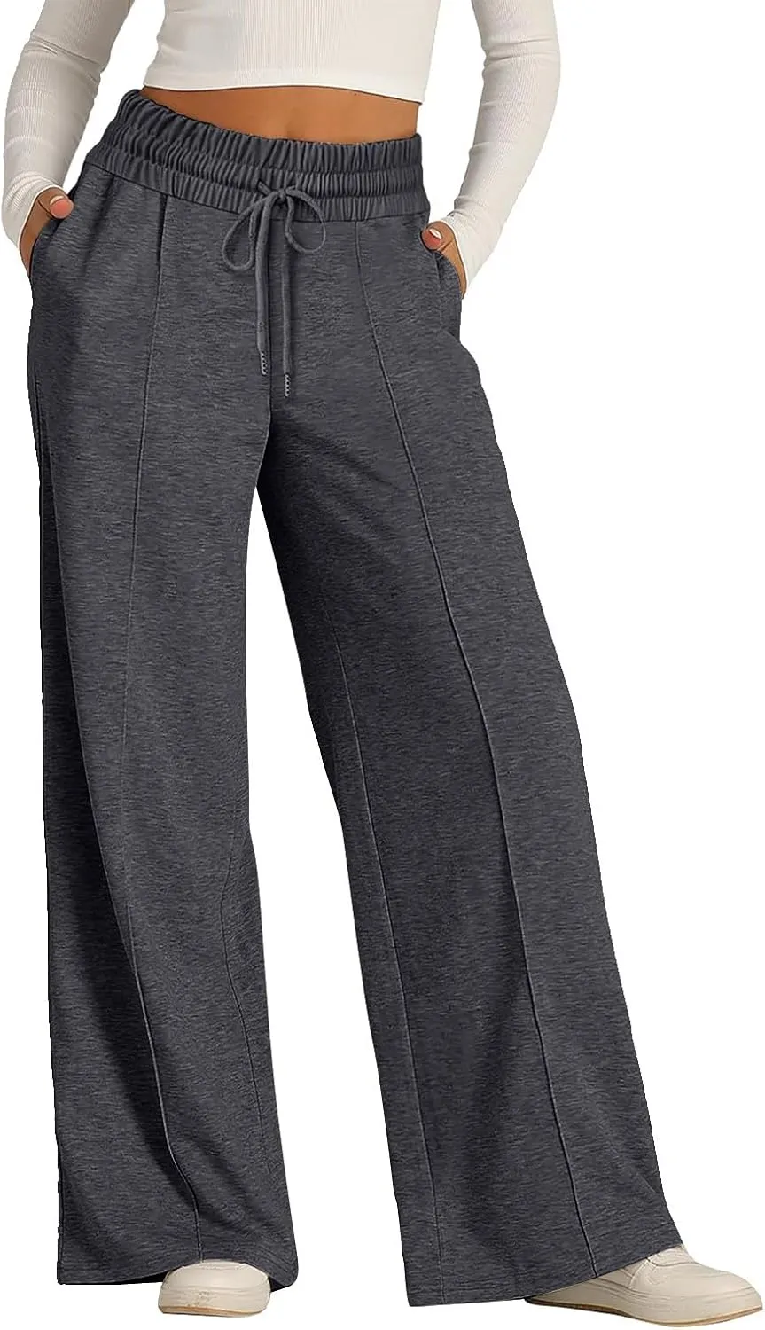 Women's Pants, Linen Pants Summer High Waisted Straight Leg Wide Lightweight Loose