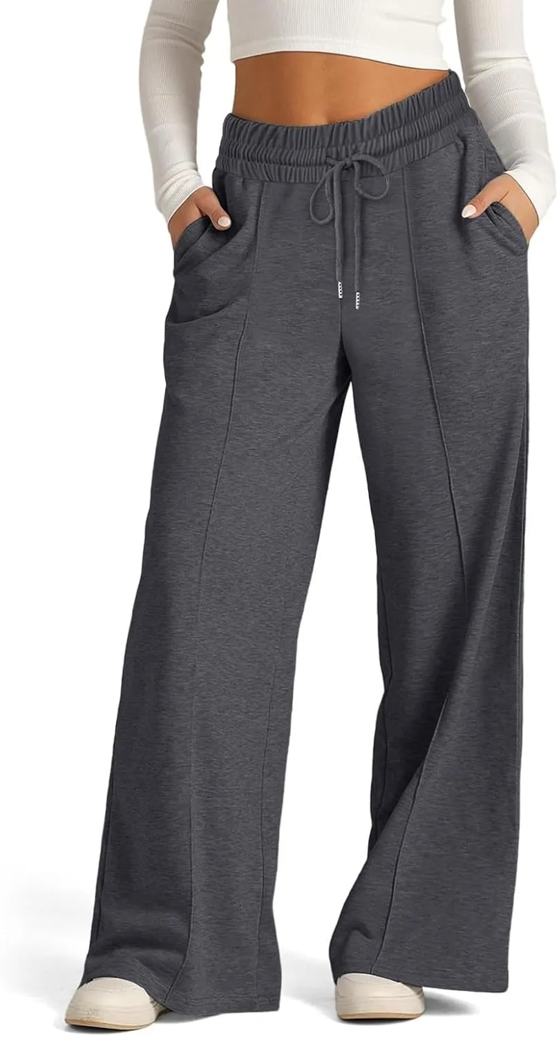 Women's Pants, Linen Pants Summer High Waisted Straight Leg Wide Lightweight Loose